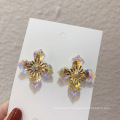 Shangjie OEM Aretes Fashion en gros Bling Bling Boucles d&#39;oreilles Boucles d&#39;oreilles en cristal jaune violet